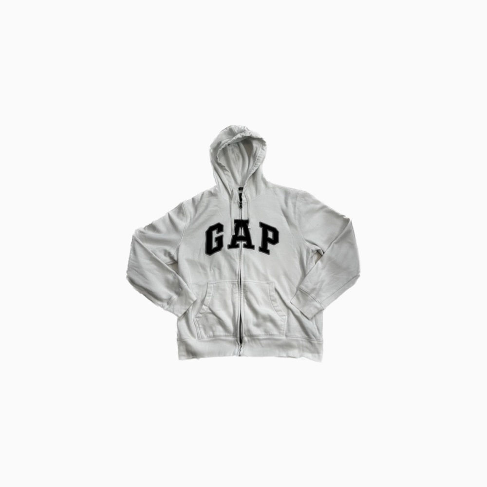 SIZE L | GAP ZIP-UP HOODIE (WHITE/NAVY)